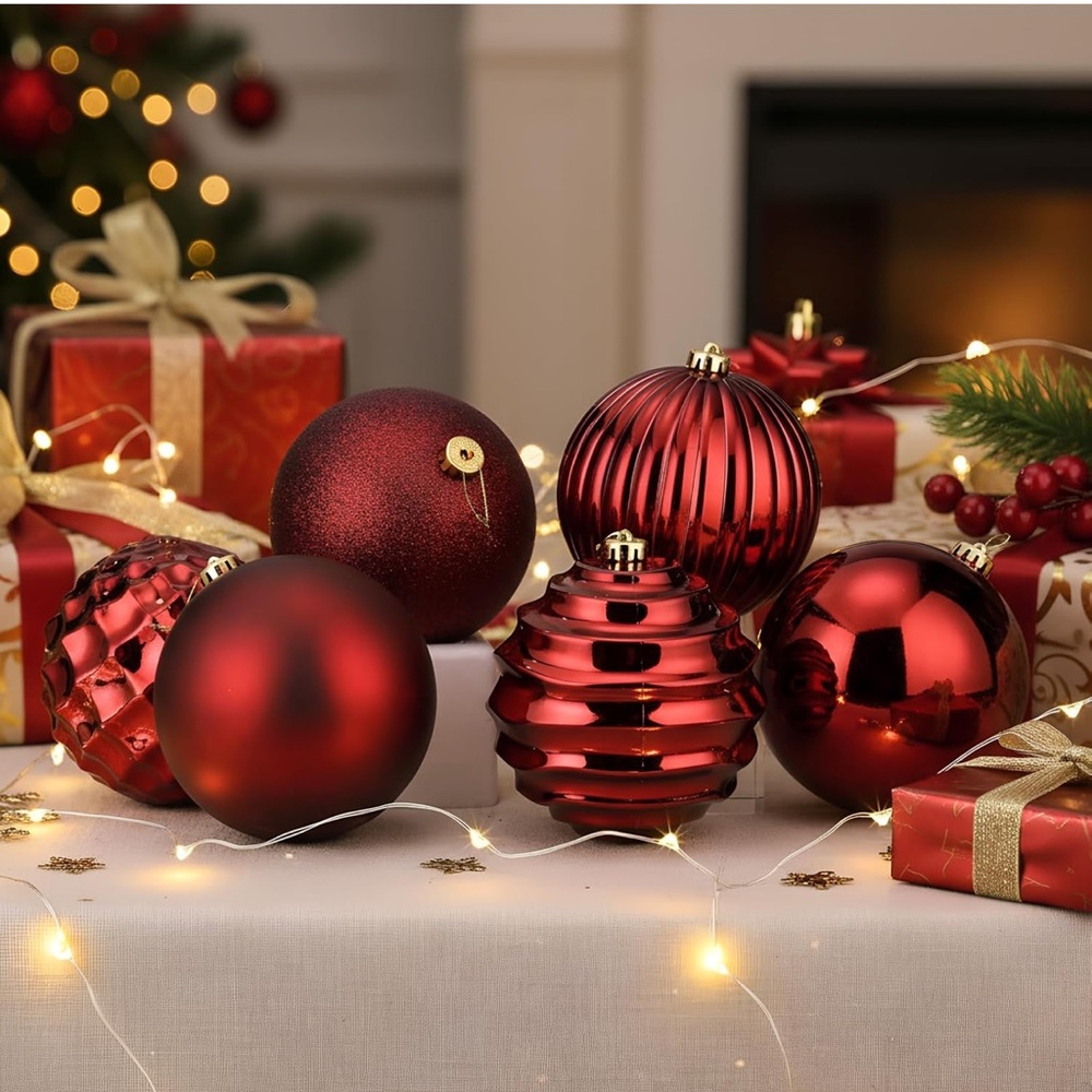6 Pcs Extra Large 6 Inch Christmas Balls Ornaments Shatterproof Lightweight - Picture 2 of 7